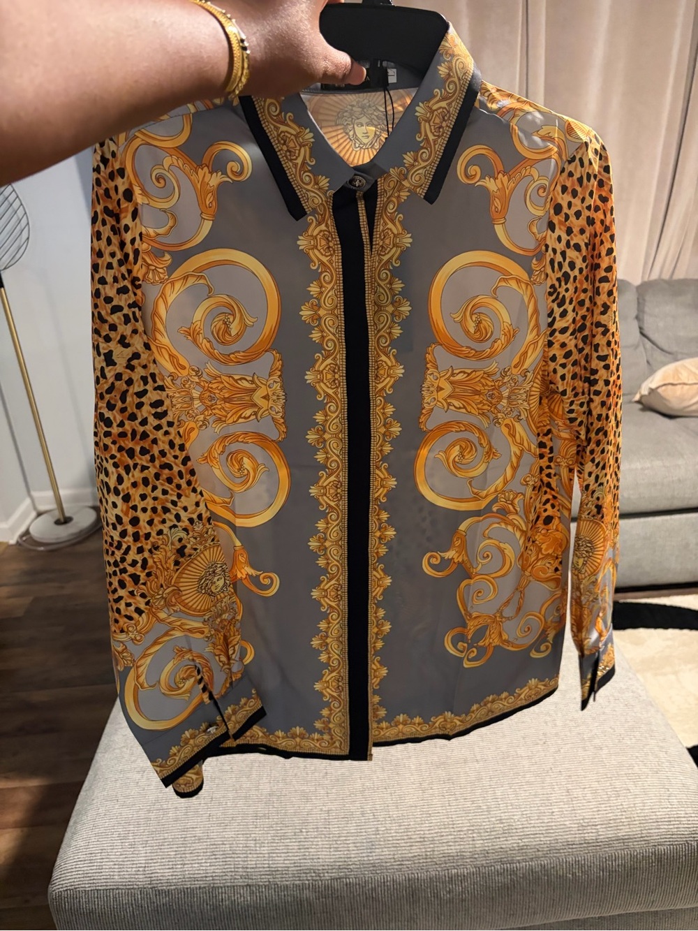 Satin-Look Baroque Print Blouse - Picture 2 of 7